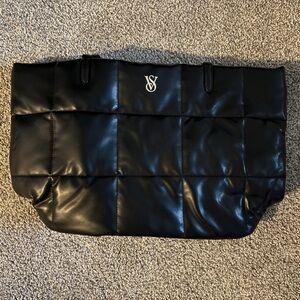 Stylish Black Quilted Toiletry Tote Bag